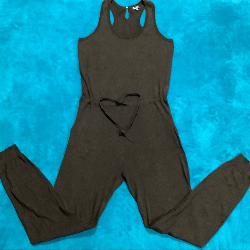 Splendid Cotton Thin Knit Sheer High Rise Racerback Jumpsuit